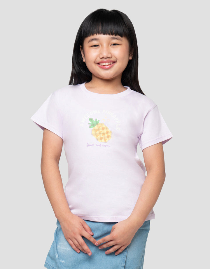 LITTLE M PIXEL PINEAPPLE PRINT KAOS ANAK PEREMPUAN