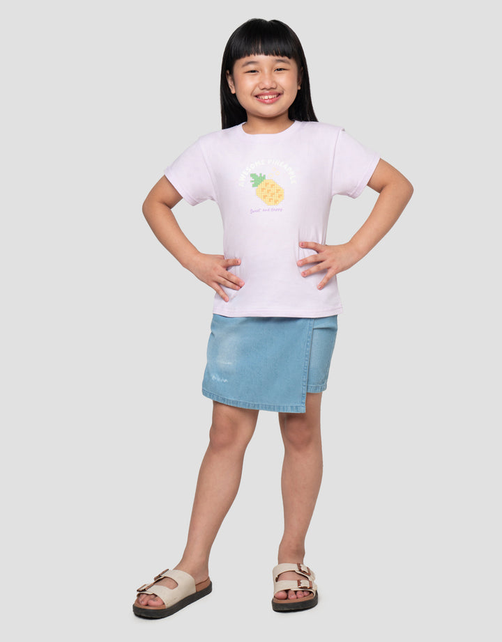 LITTLE M PIXEL PINEAPPLE PRINT KAOS ANAK PEREMPUAN