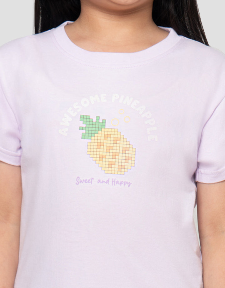 LITTLE M PIXEL PINEAPPLE PRINT KAOS ANAK PEREMPUAN