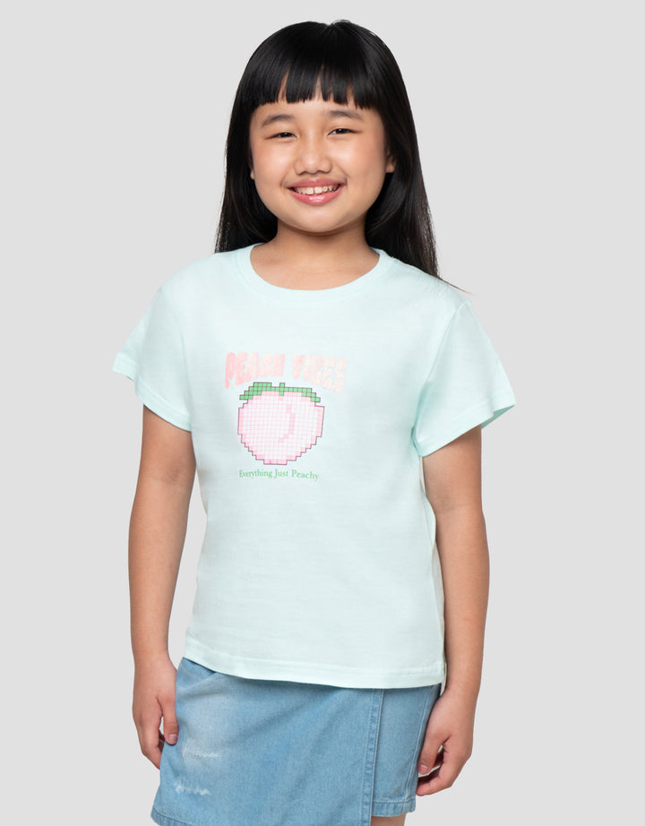LITTLE M PIXEL PEACH PRINT KAOS ANAK PEREMPUAN