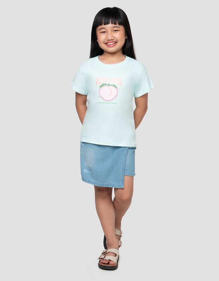 LITTLE M PIXEL PEACH PRINT KAOS ANAK PEREMPUAN