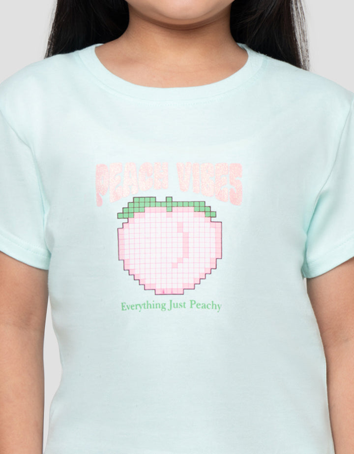 LITTLE M PIXEL PEACH PRINT KAOS ANAK PEREMPUAN