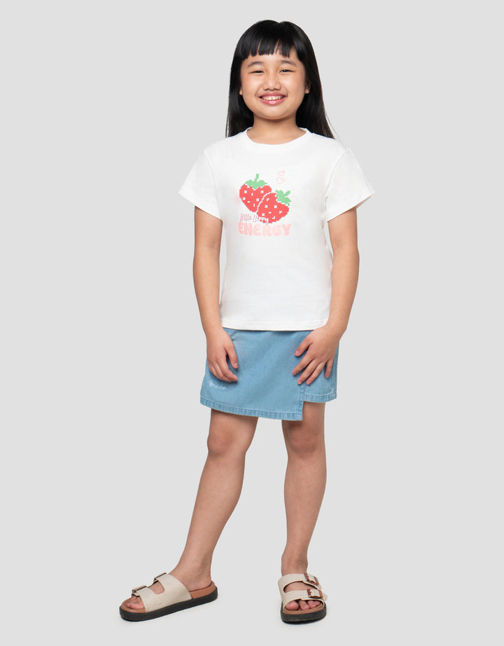 LITTLE M PIXEL STRAWBERRY PRINT KAOS ANAK PEREMPUAN