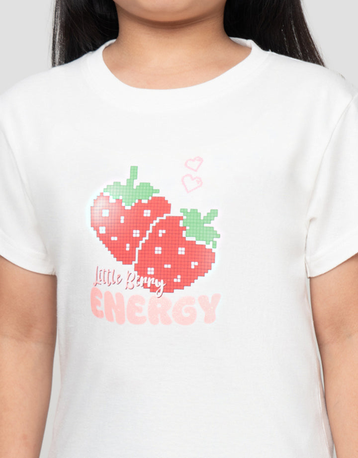 LITTLE M PIXEL STRAWBERRY PRINT KAOS ANAK PEREMPUAN