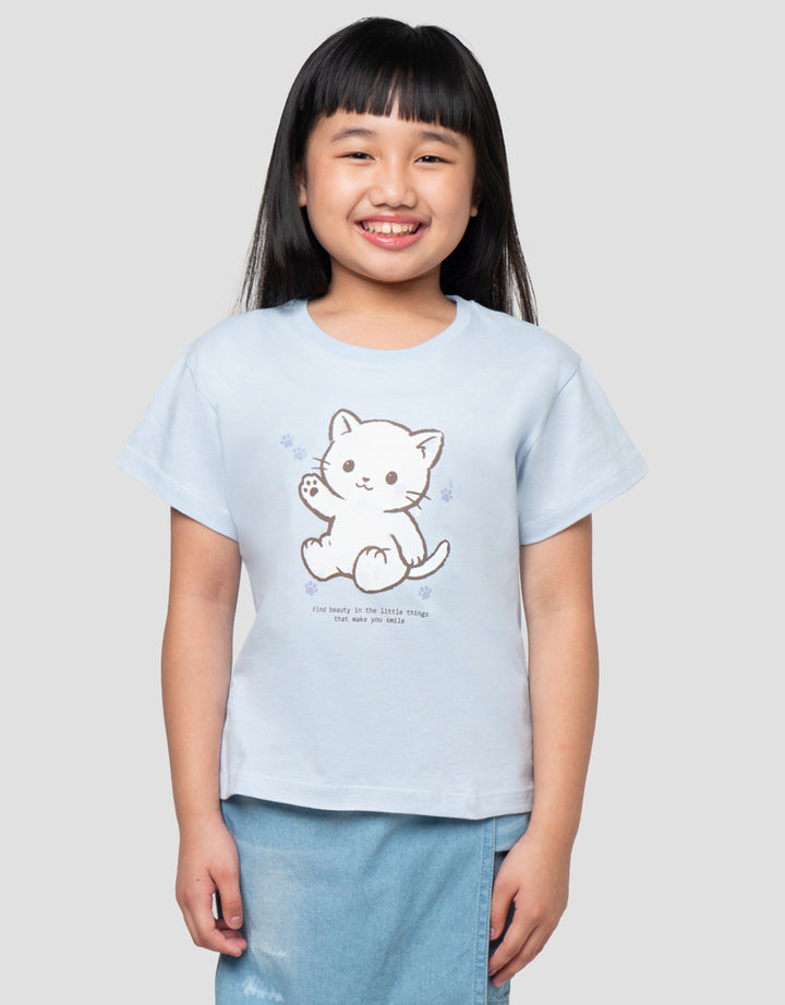 LITTLE M CAT PRINT KAOS ANAK PEREMPUAN