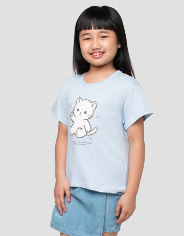 LITTLE M CAT PRINT KAOS ANAK PEREMPUAN