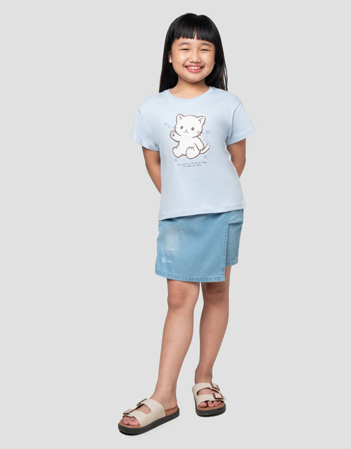 LITTLE M CAT PRINT KAOS ANAK PEREMPUAN