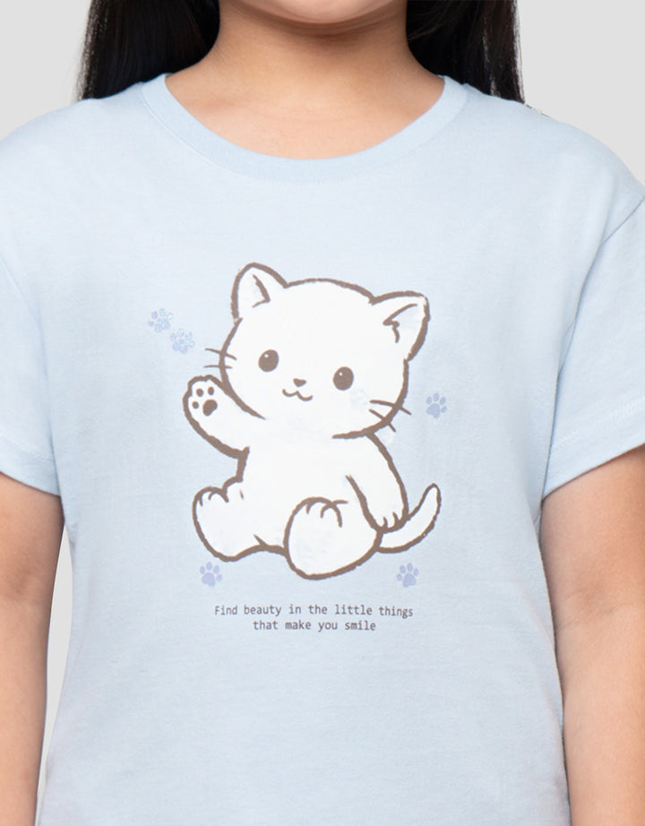 LITTLE M CAT PRINT KAOS ANAK PEREMPUAN
