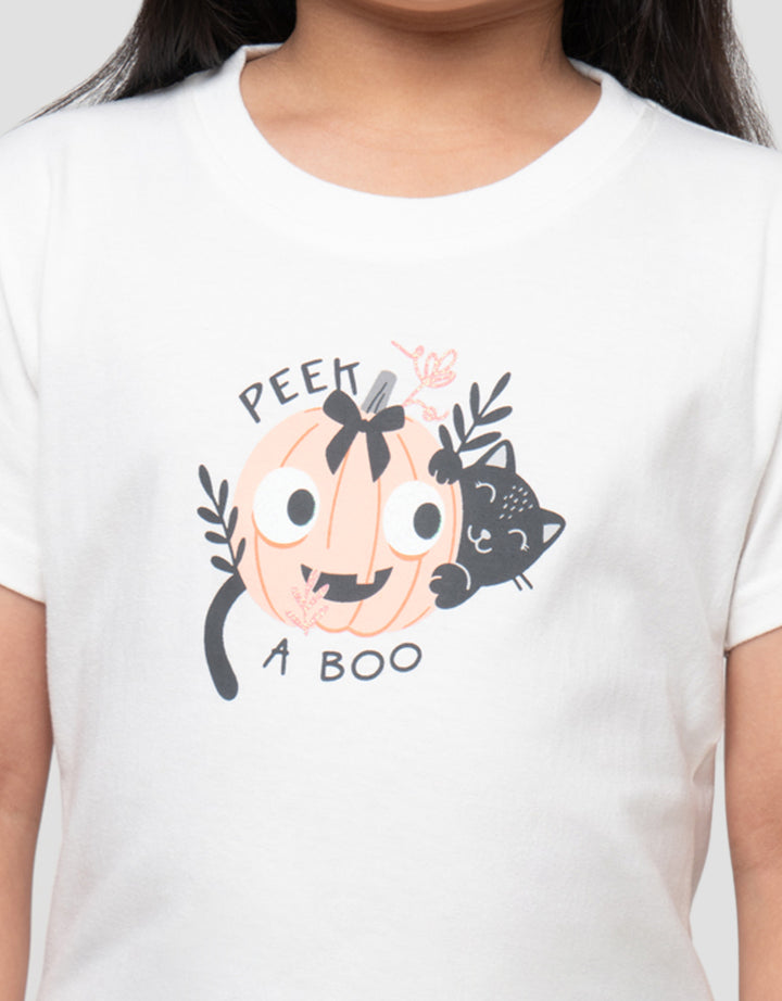 LITTLE M HALLOWEEN PEEK A BOO KAOS ANAK PEREMPUAN