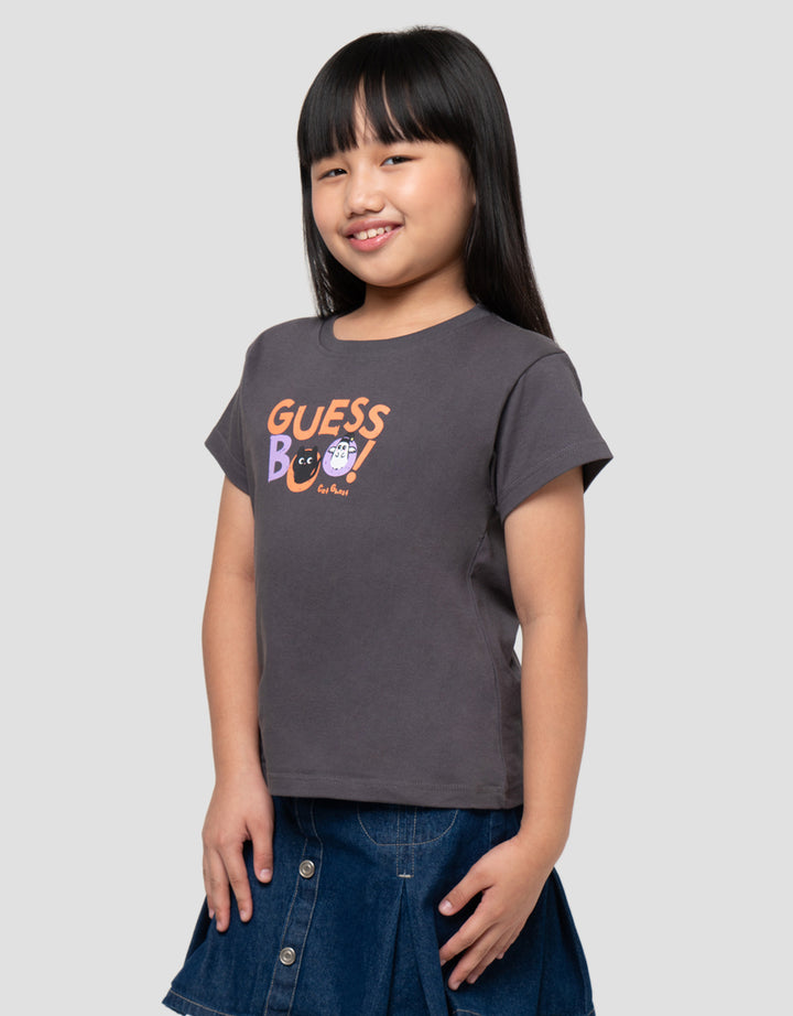 LITTLE M HALLOWEEN CAT GHOST KAOS ANAK PEREMPUAN