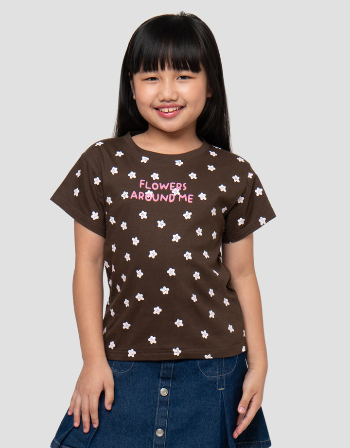 LITTLE M FLOWERS AROUND ME KAOS ANAK PEREMPUAN