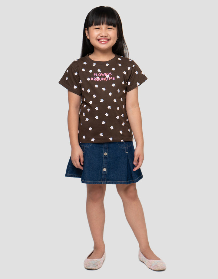 LITTLE M FLOWERS AROUND ME KAOS ANAK PEREMPUAN
