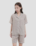 MxM Motif Stripes Pakaian Setelan Piyama Wanita