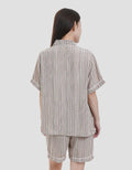 MxM Motif Stripes Pakaian Setelan Piyama Wanita