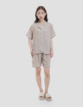 MxM Motif Stripes Pakaian Setelan Piyama Wanita