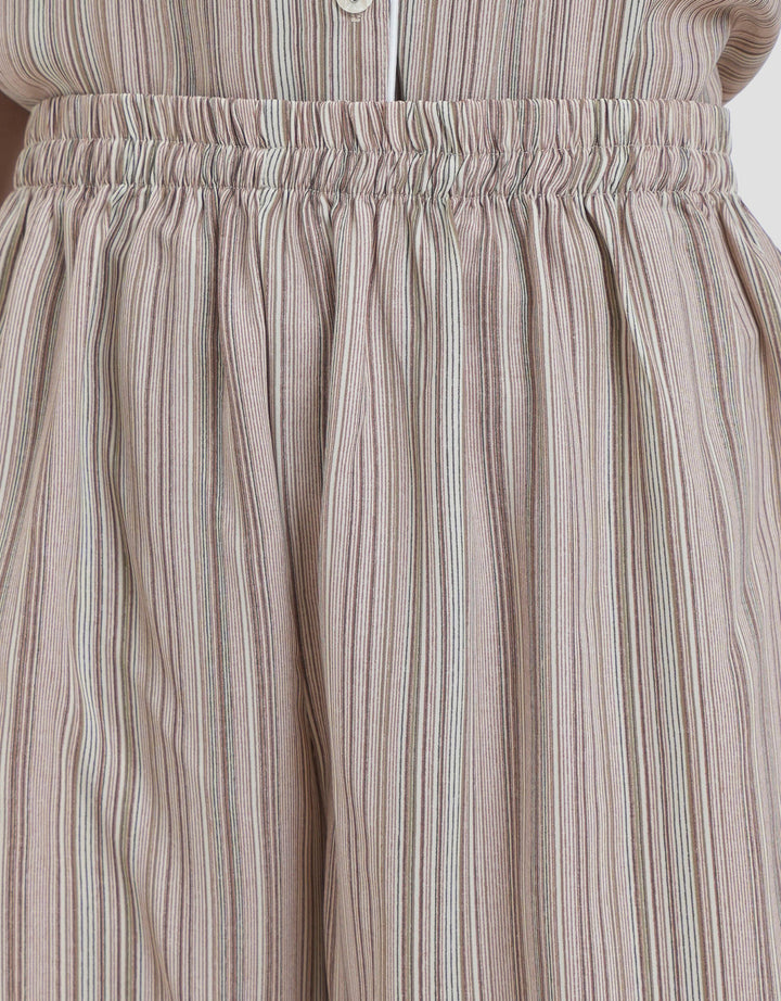 MxM Motif Stripes Pakaian Setelan Piyama Wanita