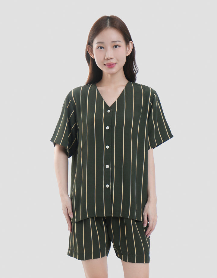 MxM Fullprint Stripes Setelan Piyama Wanita