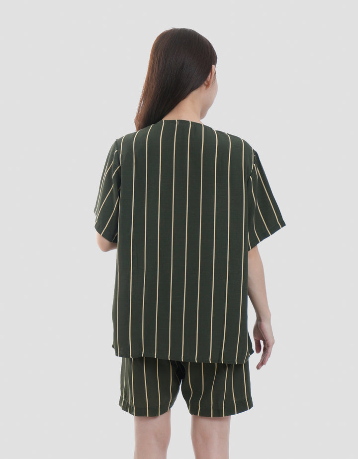MxM Fullprint Stripes Setelan Piyama Wanita