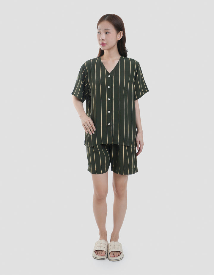 MxM Fullprint Stripes Setelan Piyama Wanita