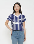 NEVADA PRINT STRIPE CROP POLO WANITA