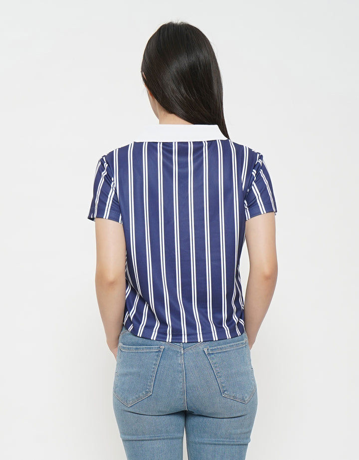 NEVADA PRINT STRIPE CROP POLO WANITA