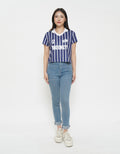 NEVADA PRINT STRIPE CROP POLO WANITA