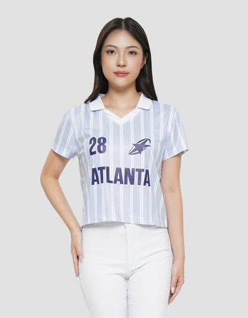 NEVADA PRINT STRIPE CROP POLO WANITA