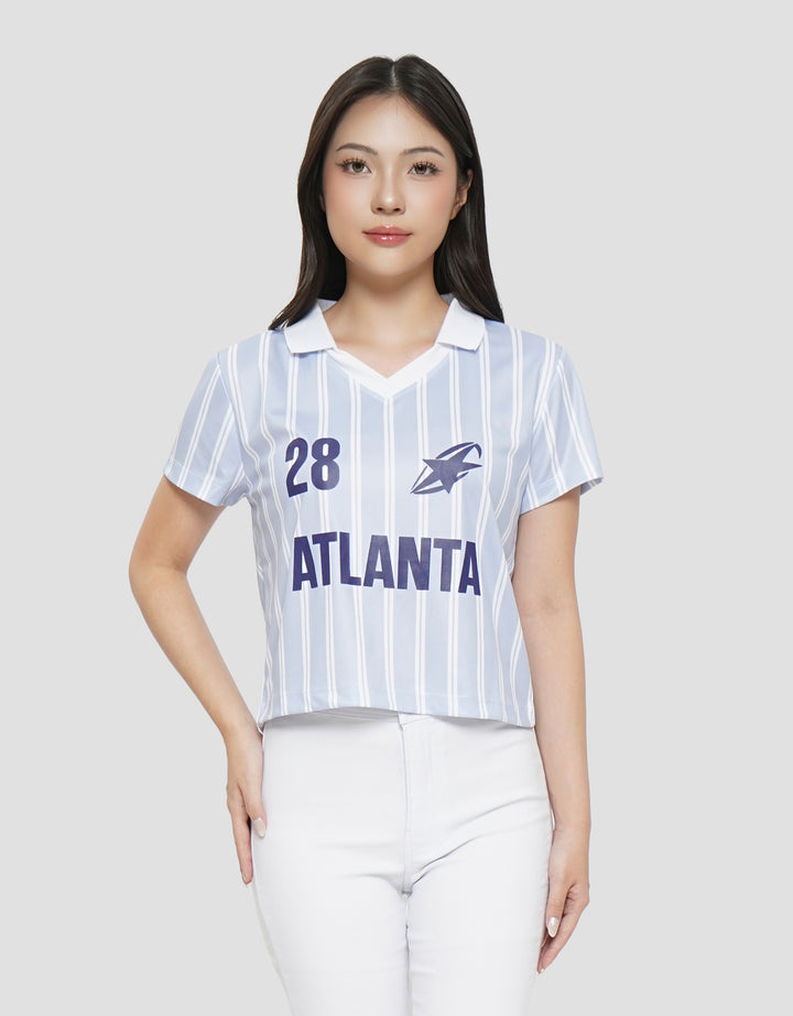 NEVADA PRINT STRIPE CROP POLO WANITA