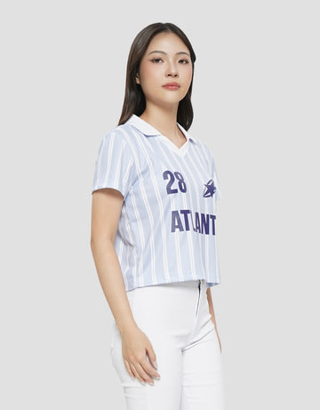 NEVADA PRINT STRIPE CROP POLO WANITA