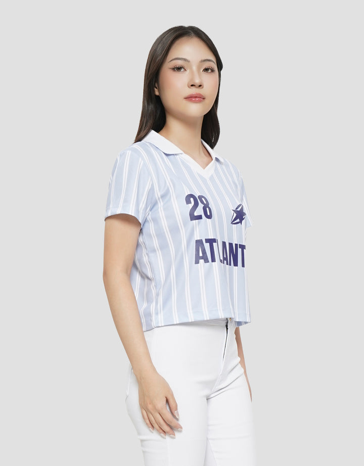 NEVADA PRINT STRIPE CROP POLO WANITA