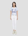NEVADA PRINT STRIPE CROP POLO WANITA