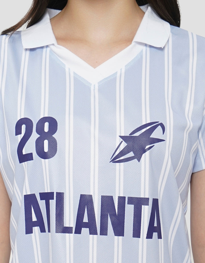 NEVADA PRINT STRIPE CROP POLO WANITA