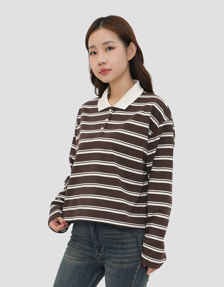 NEVADA COLLAR STRIPE SWEATER WANITA