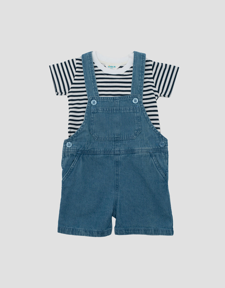 LITTLE M JEANS STRIPES OVERALL JUMPSUIT BAYI
