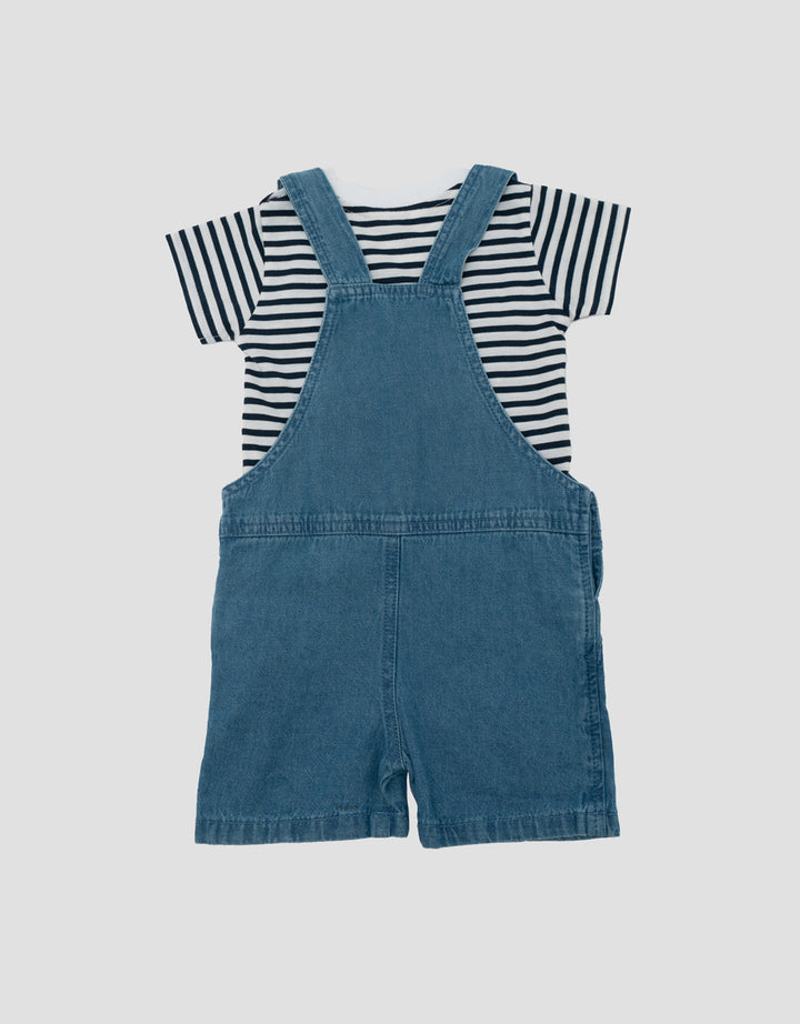 LITTLE M JEANS STRIPES OVERALL JUMPSUIT BAYI