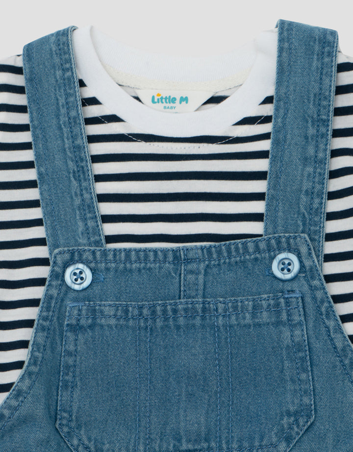 LITTLE M JEANS STRIPES OVERALL JUMPSUIT BAYI