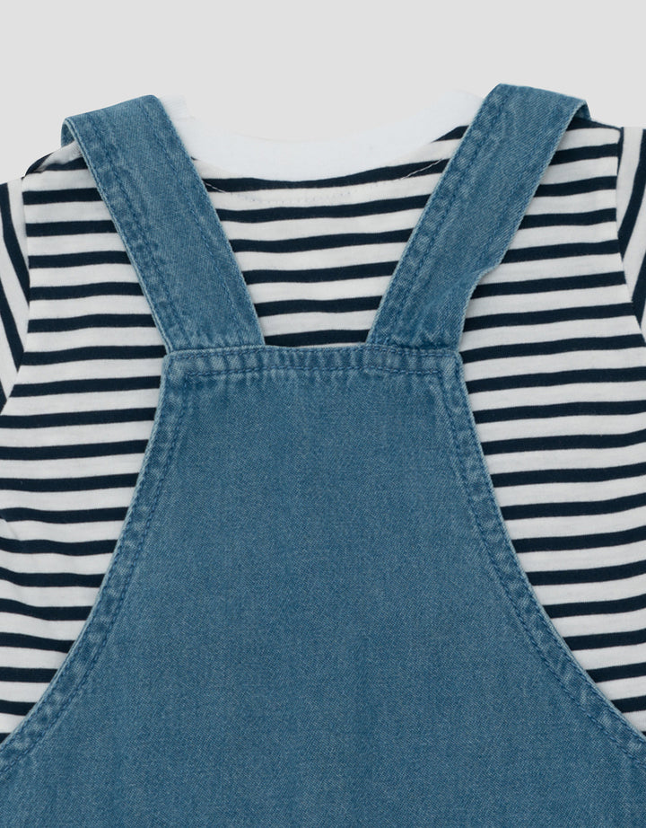 LITTLE M JEANS STRIPES OVERALL JUMPSUIT BAYI