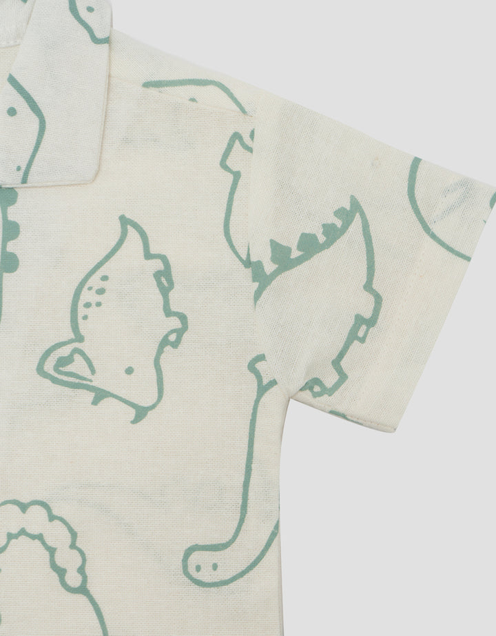 LITTLE M CUBAN COLLAR DINO KEMEJA BAYI