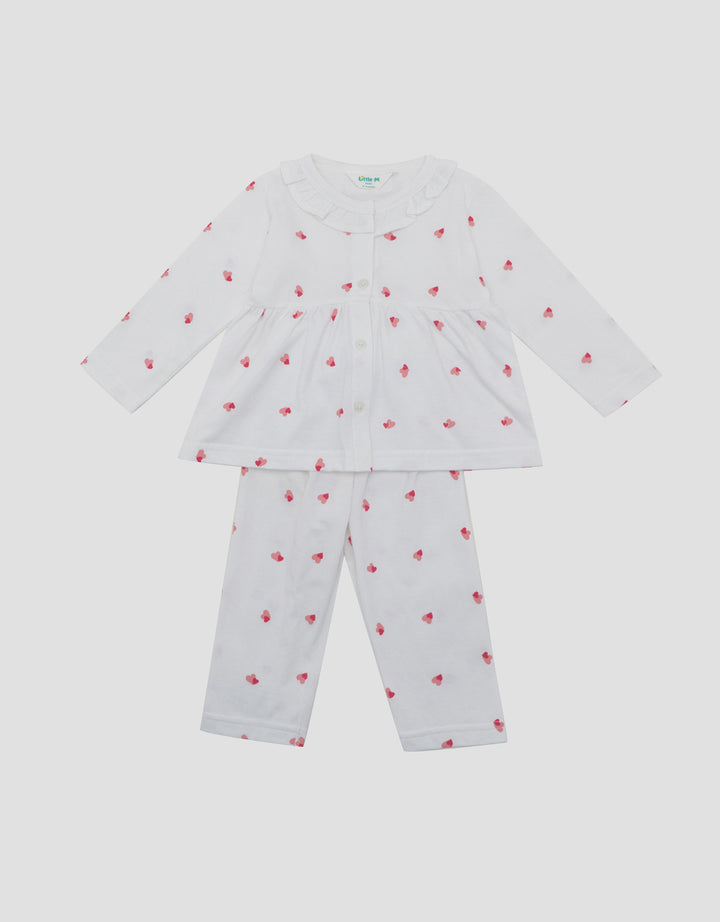 LITTLE M RUFFLE FULLPRINT LOVES PAKAIAN SETELAN PIYAMA BAYI