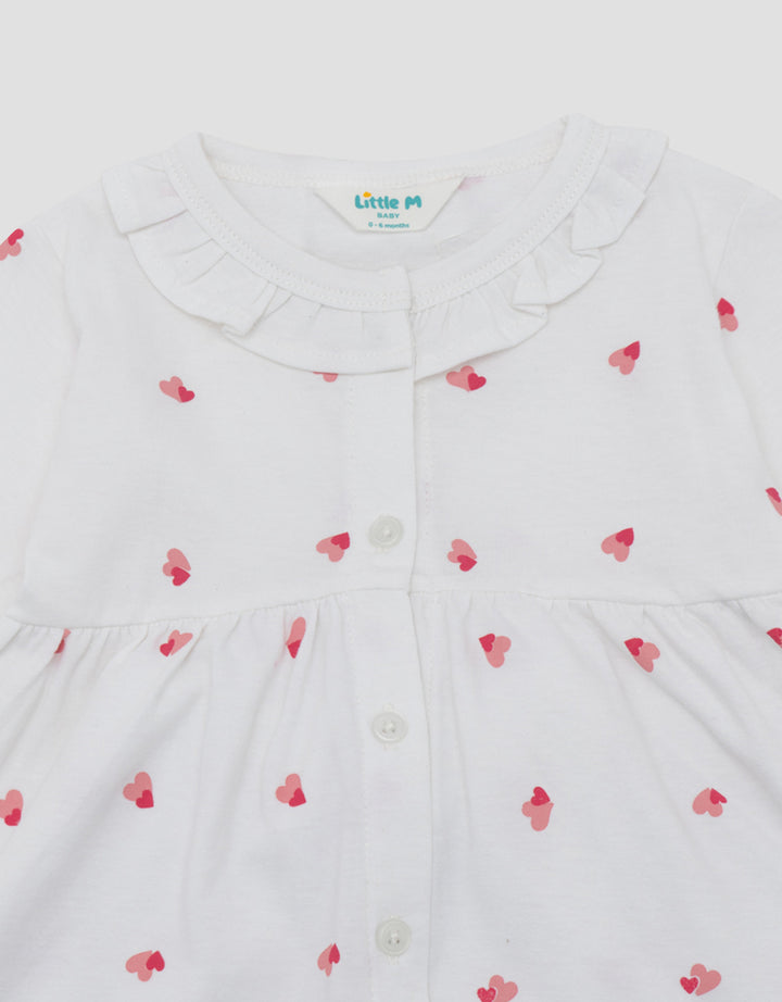 LITTLE M RUFFLE FULLPRINT LOVES PAKAIAN SETELAN PIYAMA BAYI