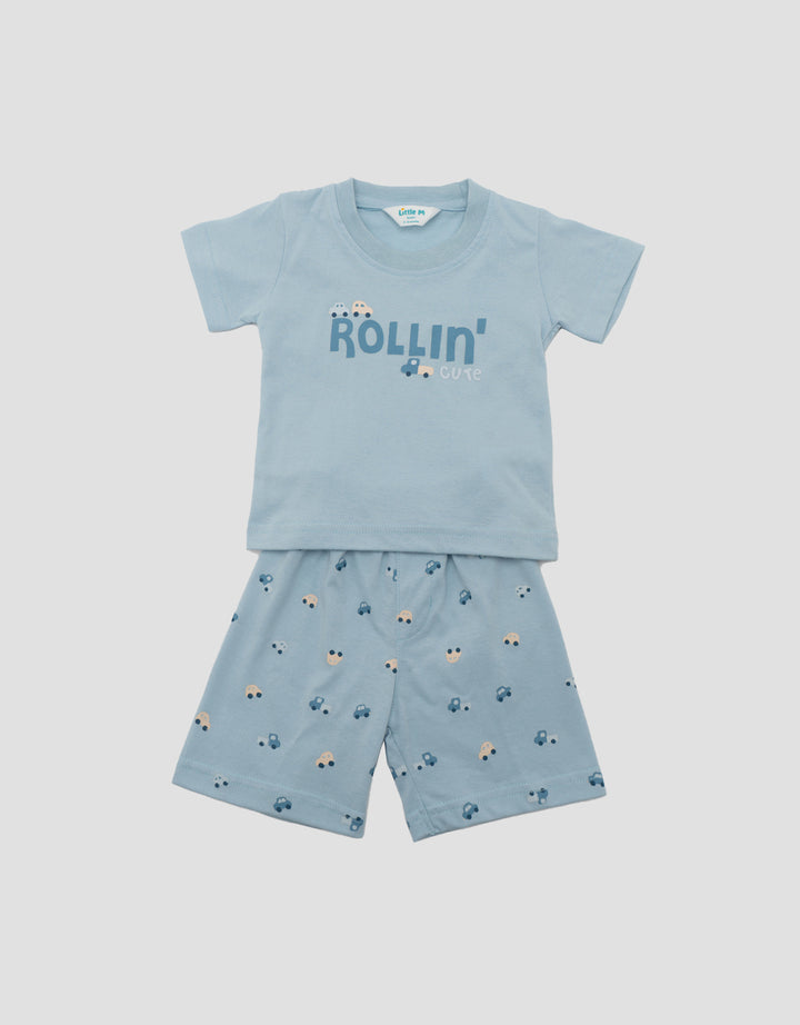 LITTLE M PRINT ROLLING CARS PAKAIAN SETELAN BAYI