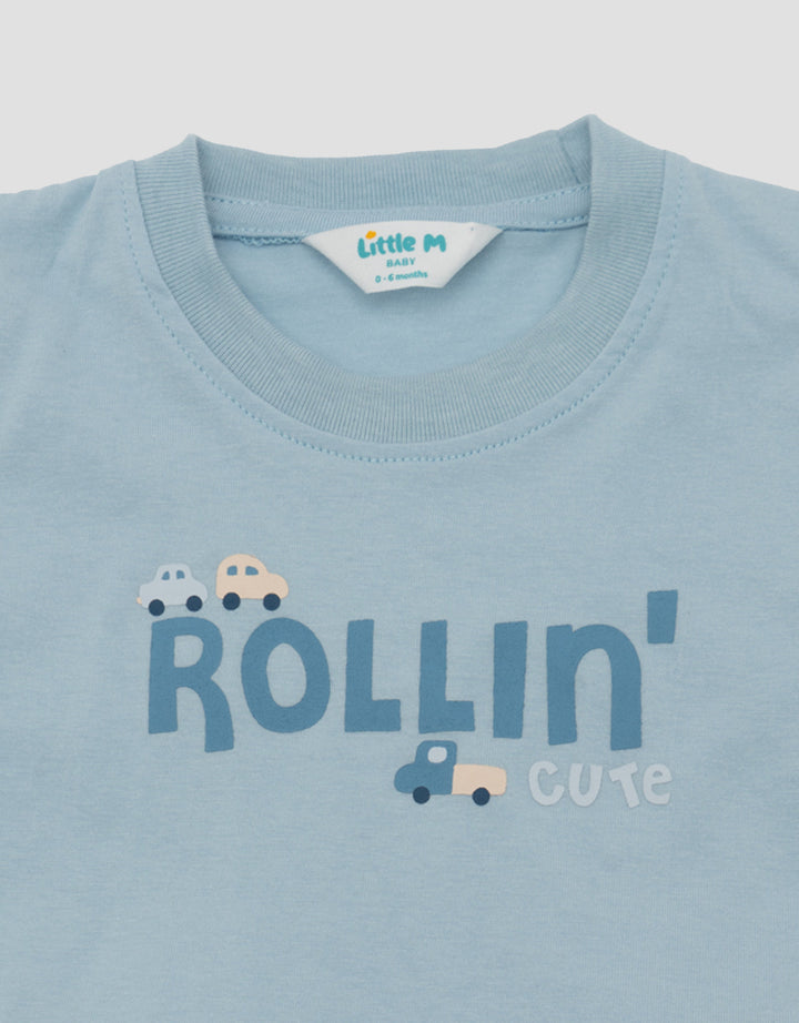 LITTLE M PRINT ROLLING CARS PAKAIAN SETELAN BAYI