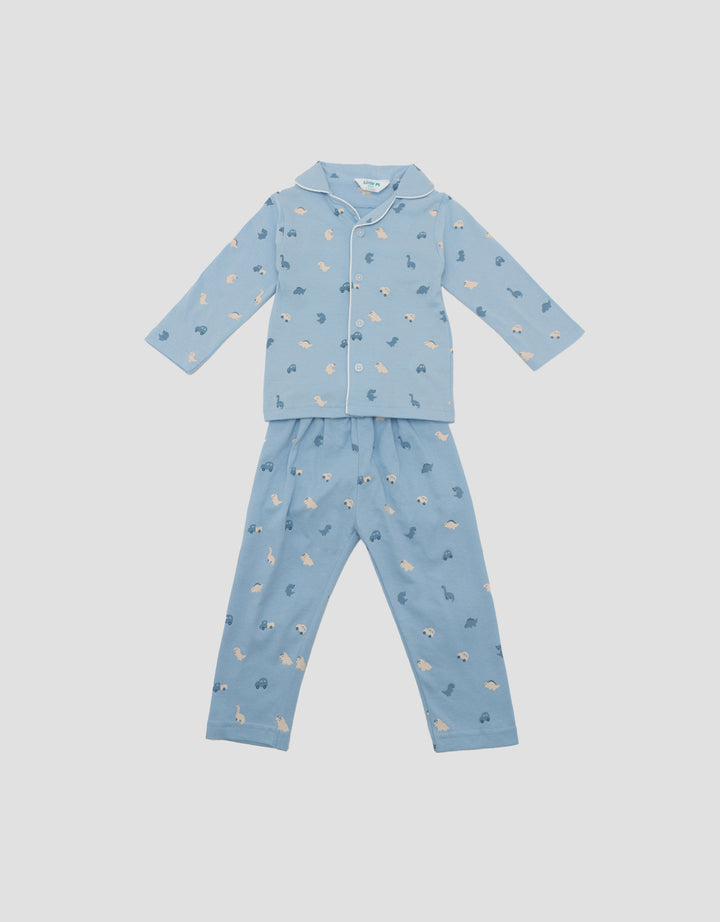 LITTLE M KERAH FULLPRINT DINO & CARS PAKAIAN SETELAN PIYAMA BAYI