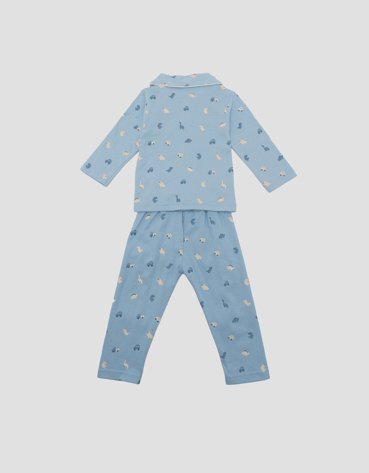 LITTLE M KERAH FULLPRINT DINO & CARS PAKAIAN SETELAN PIYAMA BAYI