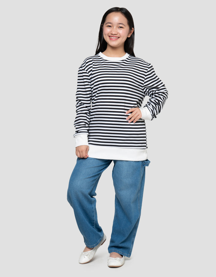 MxM Stripe Print Sweater Anak Perempuan