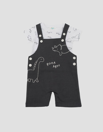 LITTLE M DINO SET JUMPSUIT OVERALL BAYI