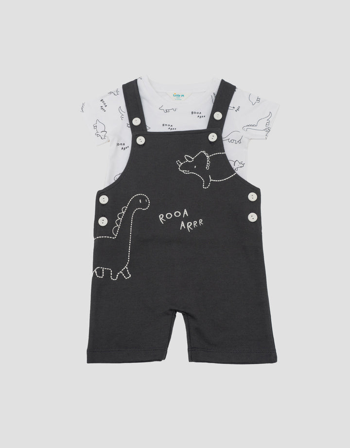 LITTLE M DINO SET JUMPSUIT OVERALL BAYI