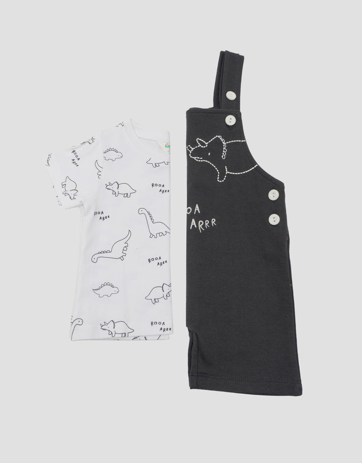 LITTLE M DINO SET JUMPSUIT OVERALL BAYI