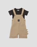 LITTLE M DINO SET JUMPSUIT OVERALL BAYI