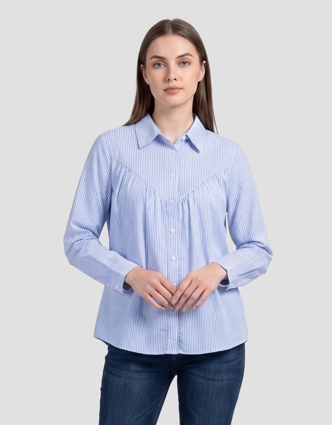 MXM FULL STRIPE PRINT KEMEJA LENGAM PANJANG WANITA